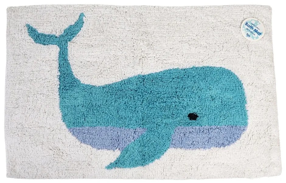 Biela/modrá kúpeľňová predložka 83x52,5 cm Whale – Rex London