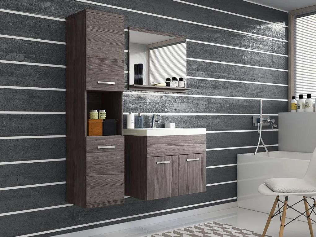 Kúpelňový nábytok Floryna, Farby: biela / šedý lesk, Sifón: bez sifónu, Umývadlová batéria: Economico BYU 020M