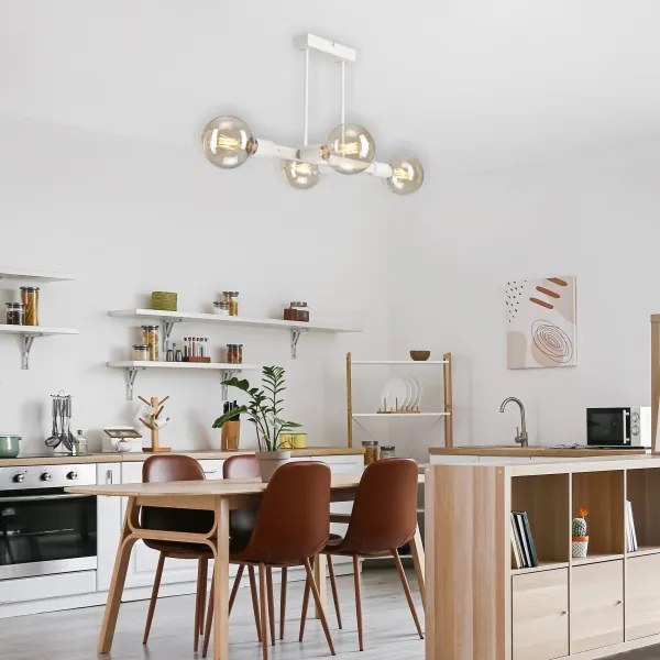 Luster na tyči ASTRID 4xE27/60W/230V biela