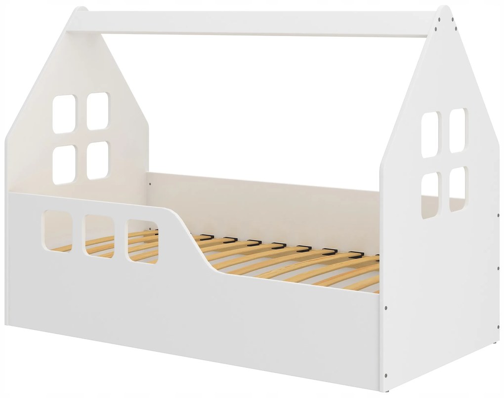 Detská domčeková posteľ KIDHOUSE - biela - ľavá - 160x80 cm