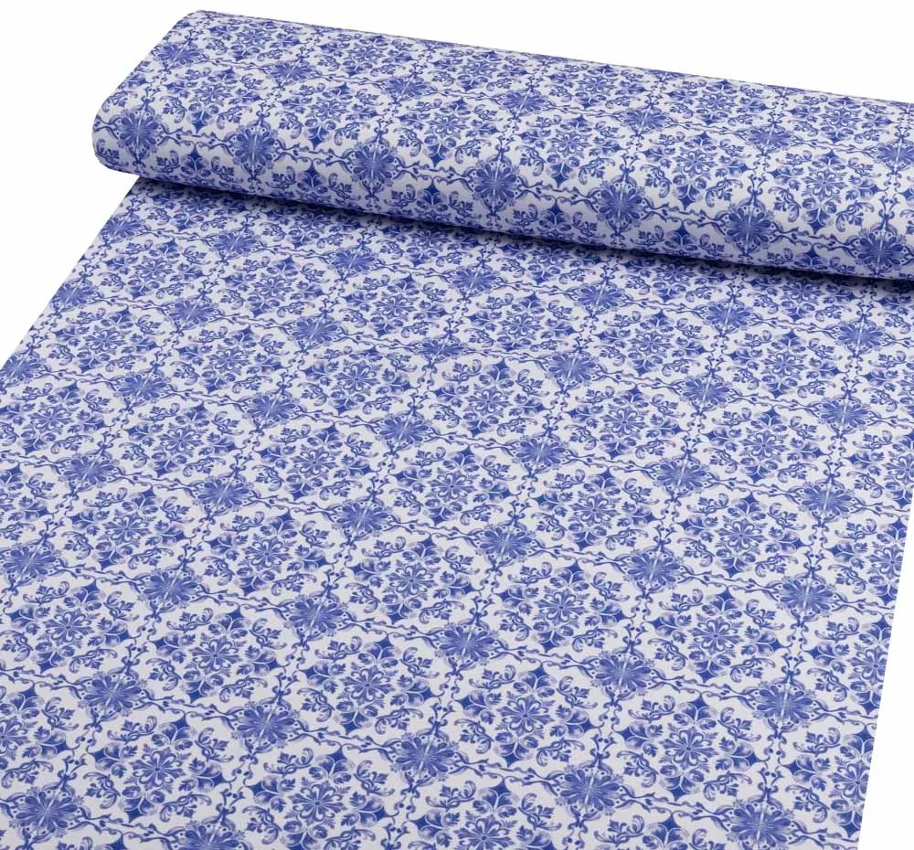 Biante Teflónový behúň na stôl TF-118 Modro-biely vzor Maroko 45x180 cm