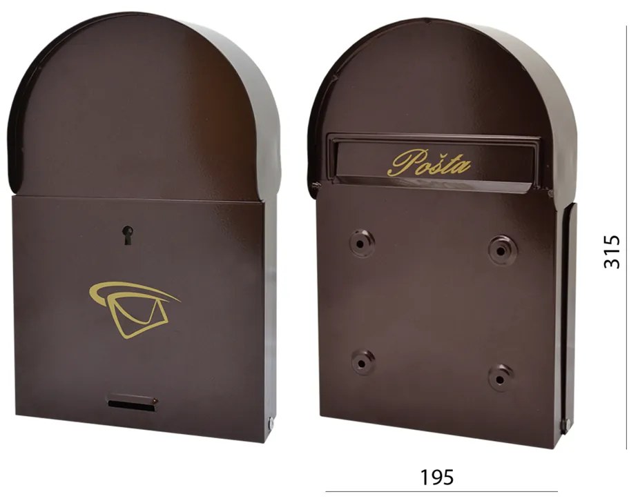 schránka poštová (315x195x55mm), max. formát listu: B6, hnedá, obojstranná