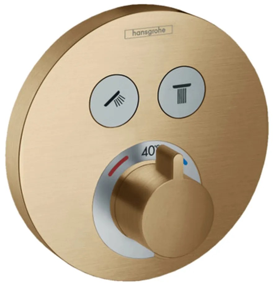 Hansgrohe Shower Select, termostatická batéria pod omietku na 2 spotrebiče, kefovaný bronz 15743140
