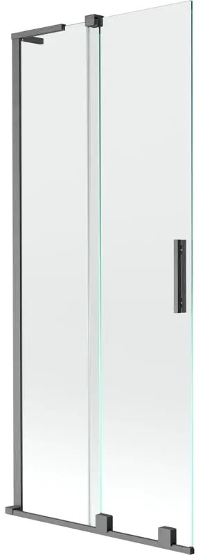 Mexen Velar L, 2-krídlová posuvná vaňová zástena 85 x 150 cm, 8mm číre sklo, brúsený grafit, 896-085-003-01-66