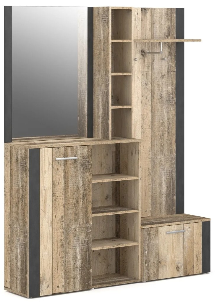 Predsieňová stena Barry 150 cm dub Matera svetlý/antracit