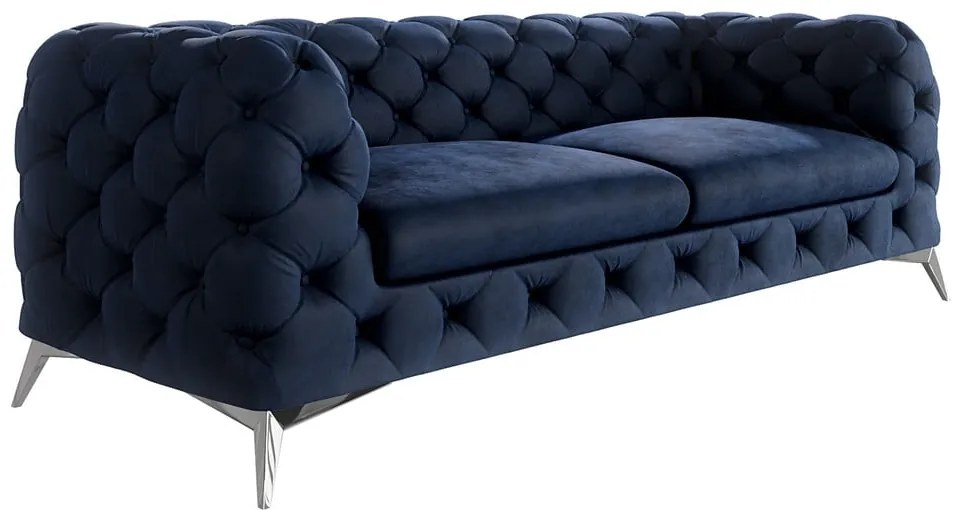 Tmavomodrá zamatová pohovka 225 cm Chelsea – Ropez
