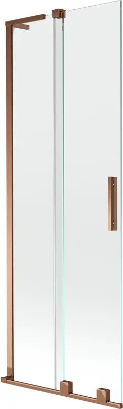 Mexen Velar L, 2-krídlová posuvná vaňová zástena 70 x 150 cm, 8mm číre sklo, ružové zlato, 896-070-003-01-60