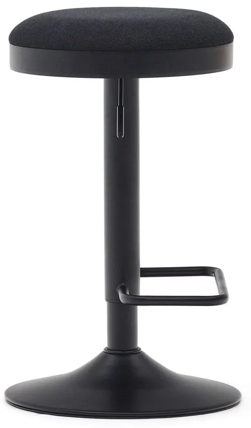 Čierne čalúnené barové stoličky v súprave s nastaviteľnou výškou 2 ks (výška sedadla 53,5 cm) Zaib – Kave Home