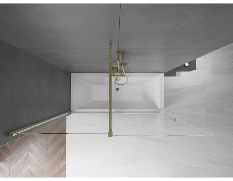 Mexen Velar, 2-krídlová posuvná vaňová zástena 170 x 150 cm, 8mm číre sklo, zlatý lesklý profil, 896-170-000-01-50