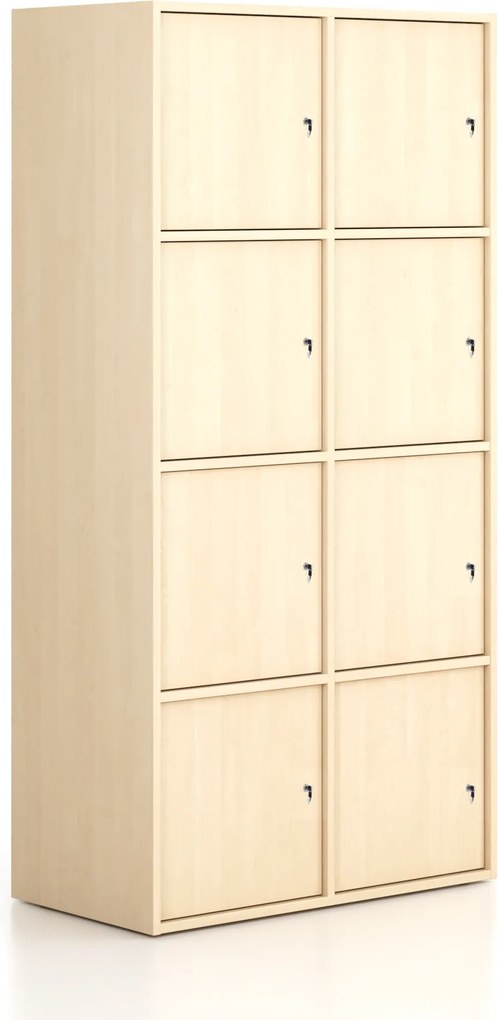 Kancelárska skriňa FRAME, 8x dvere, 872 x 450 x 1735 mm, cylindrický zámok, breza