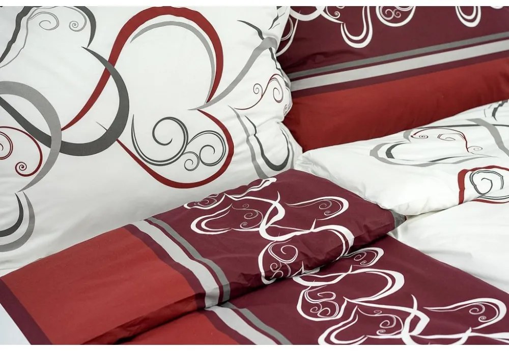 Luxusné obliečky Srdcia bordové 140x220/70x90 cm