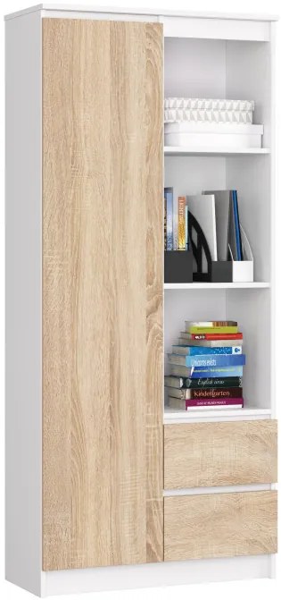 Regál R 80 cm CLP R1, biely / sonoma
