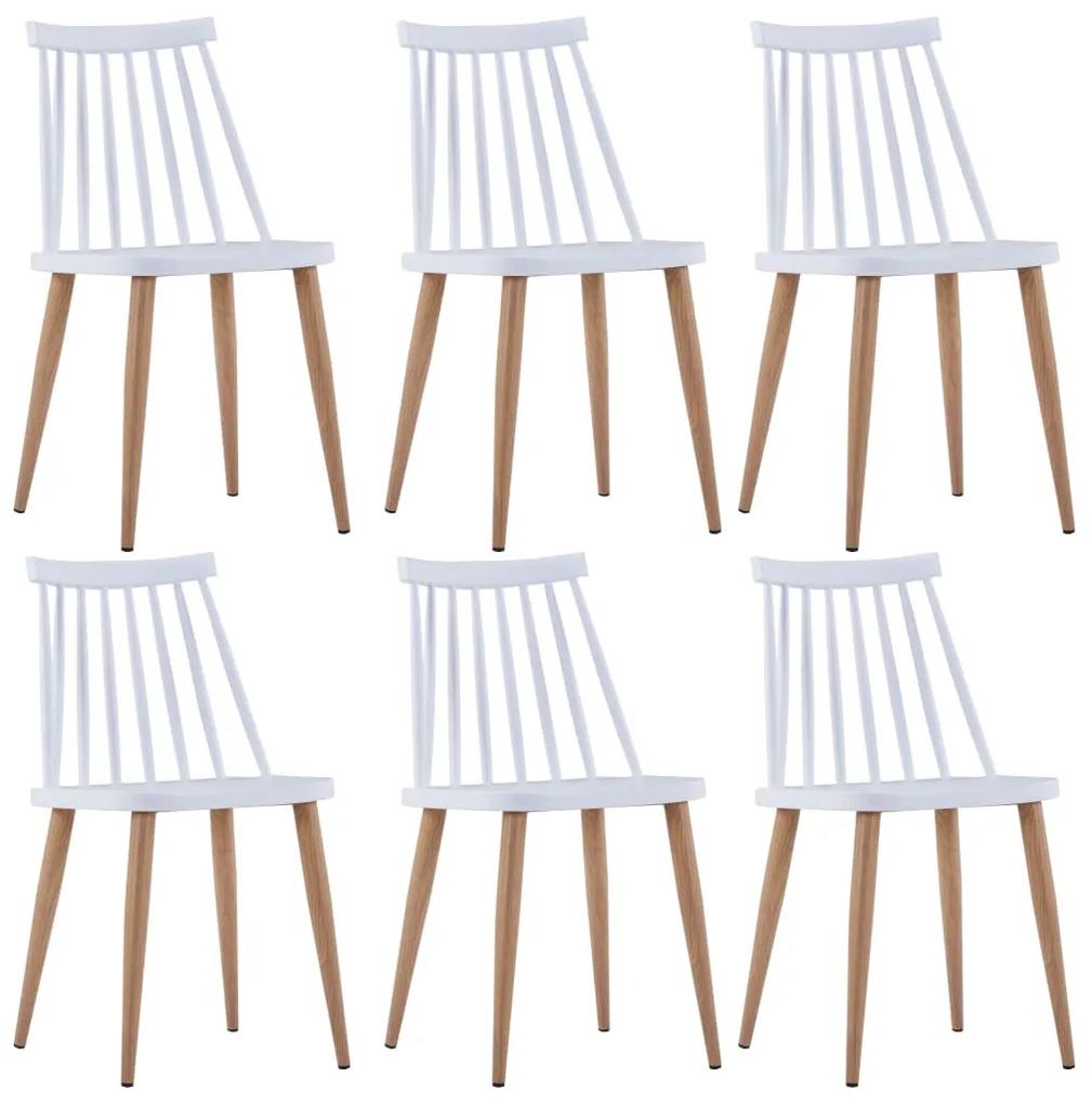 Jedálenské stoličky 6 ks biele plastové