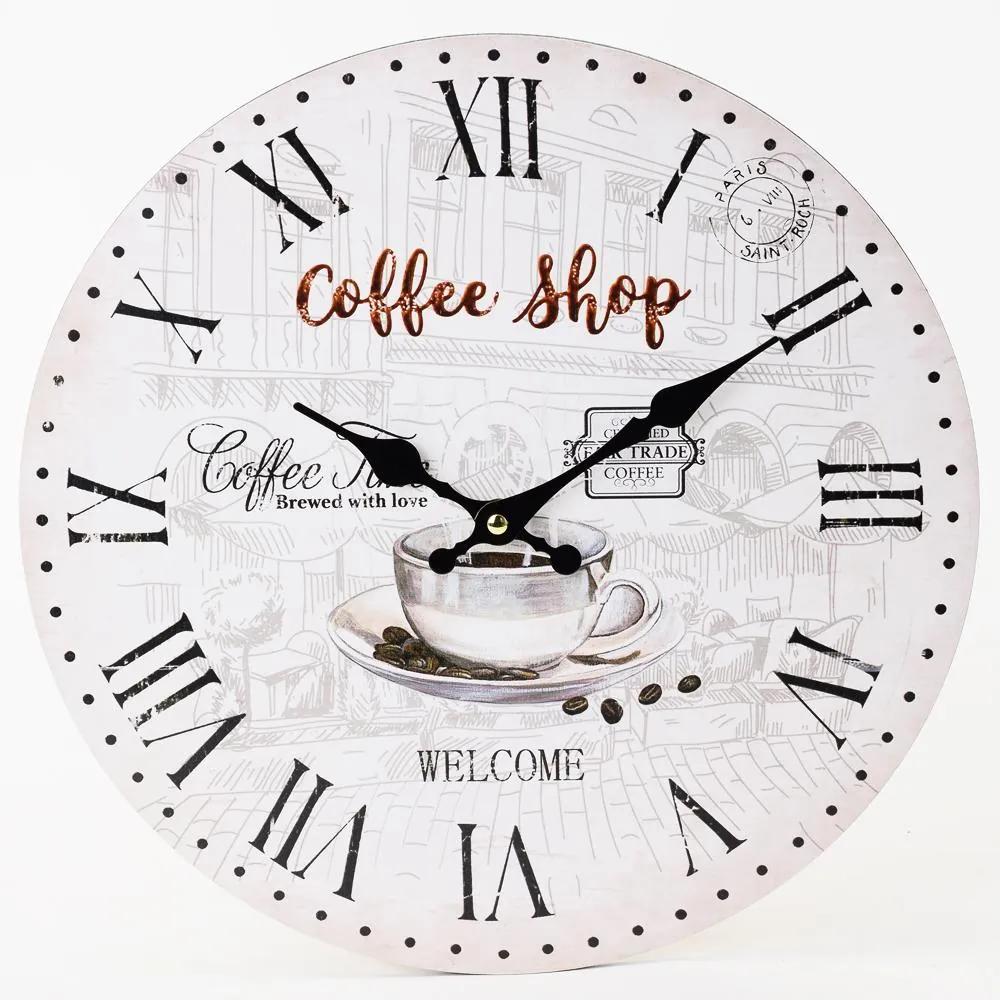 Nástenné hodiny, Flor0152, Coffee Shop, 34cm