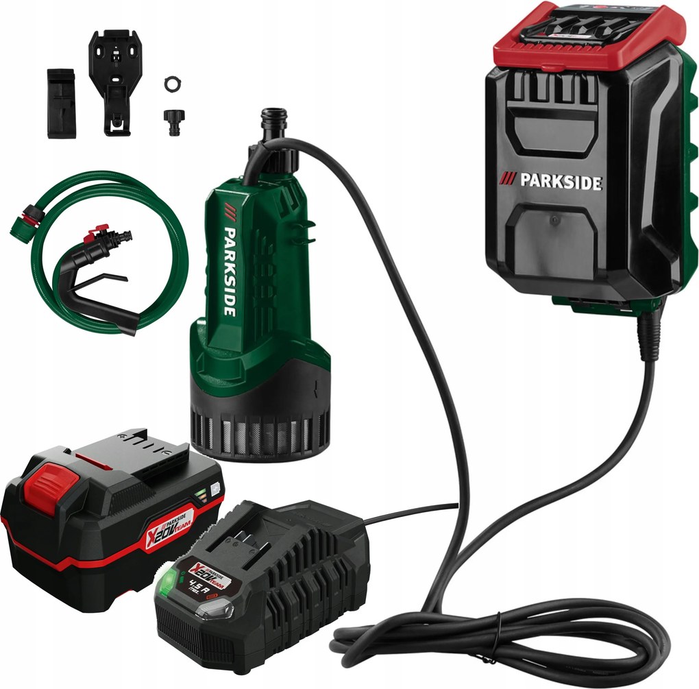 Akumulátorová ponorná pumpa na dažďovú vodu Parkside akumulátor 4Ah Set