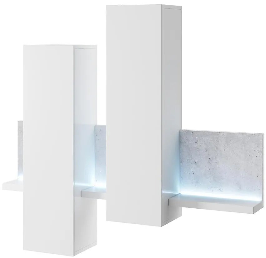 Vitrína závesné Bota 04 Biely/betón Colorado