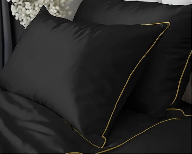 Detexpol Povlečení jednobarevní Pure Collection 100% mako satén černá 140x200, 70x80 cm