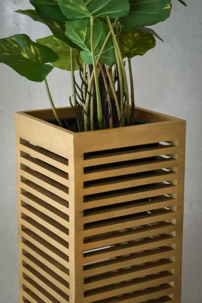Kvetináč BLOCK, drevo, výška 77 cm, s priečkami, hnedý