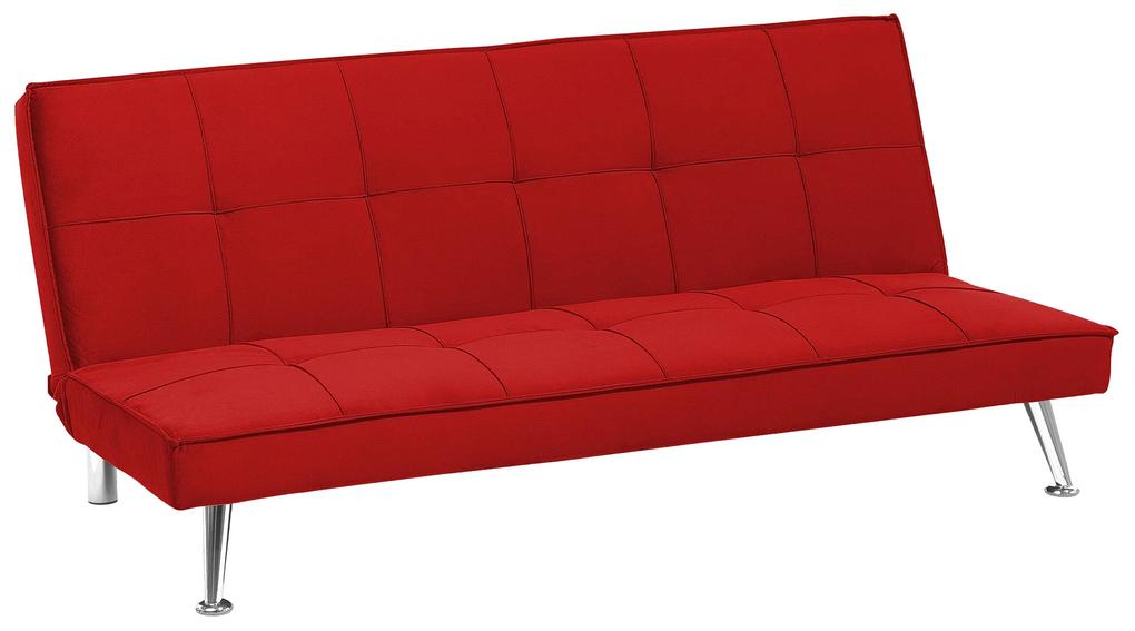 Čalúnená rozkladacia posteľ červená HASLE Beliani