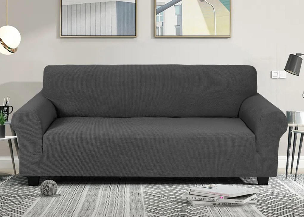 Elastický žakárový poťah na trojmiestnu pohovku BestBerg / šedá