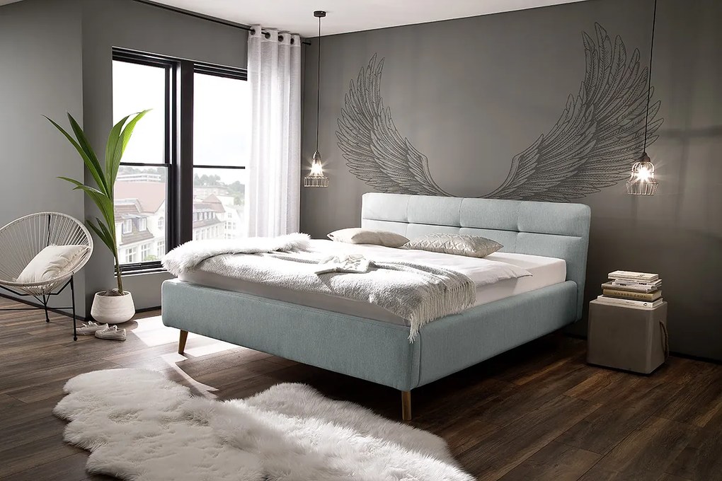 MEISE Čalúnená posteľ LOTTE 160x200 modrá, s úložným priestorom