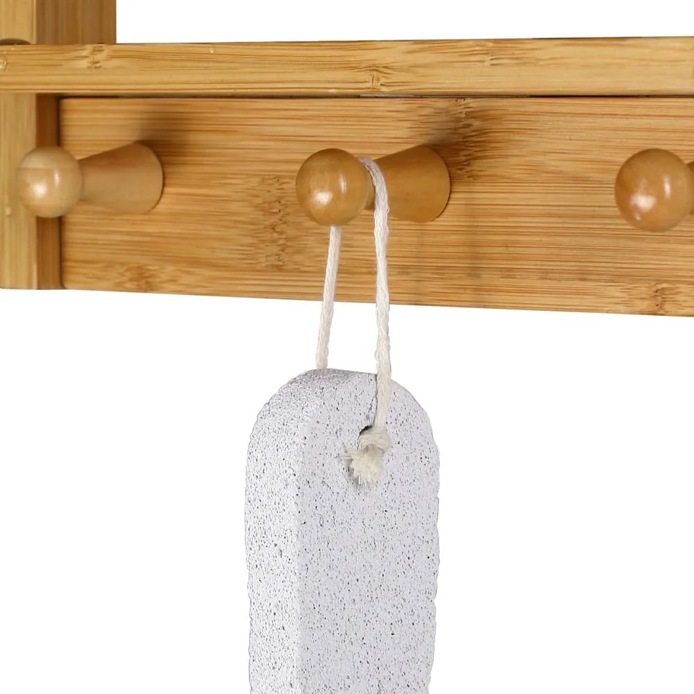 Závesná polička do kúpeľne BAMBOO. 28,5x10x70cm, 3 police, hnedá Casaria