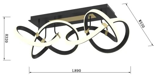 Wofi 9134-204 - LED Stmievateľný prisadený luster INDIGO LED/64W/230V čierna/zlatá