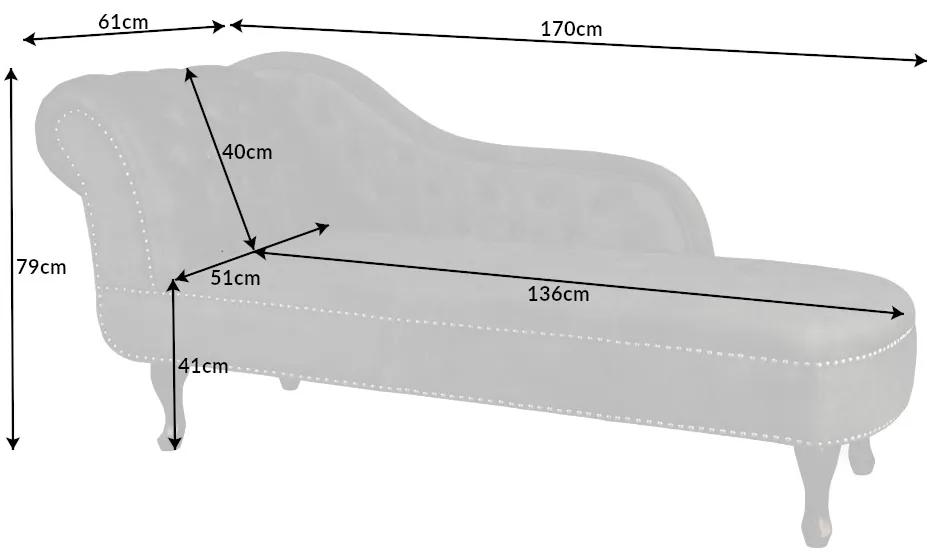 Dizajnová leňoška Chesterfield 170 cm sivý zamat