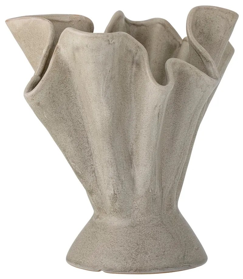 Béžová ručne vyrobená váza z kameniny Plier – Bloomingville