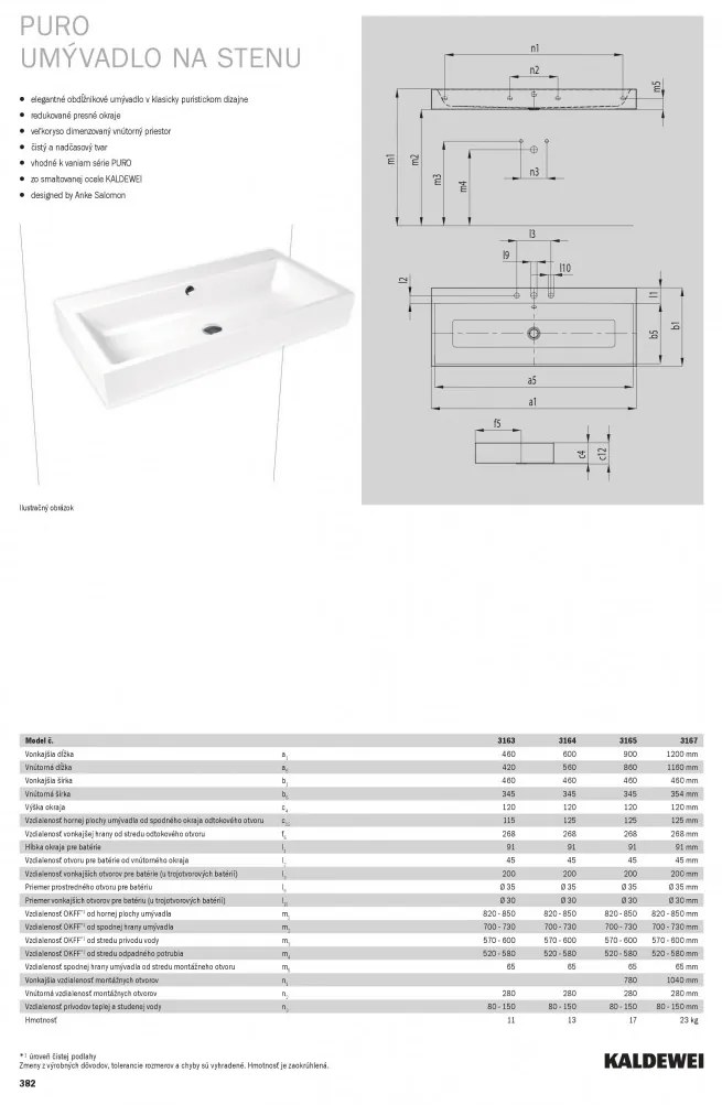 Kaldewei Puro - Umývadlo na stenu s prepadom 900x460 mm, 1 otvor na batériu, Perl-effekt, alpská biela 901506013001