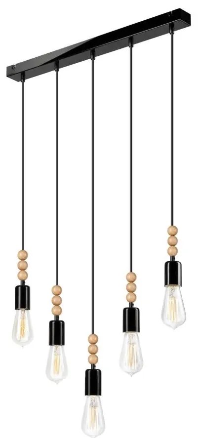 Luster na lanku SIMON 5xE27/60W/230V čierna