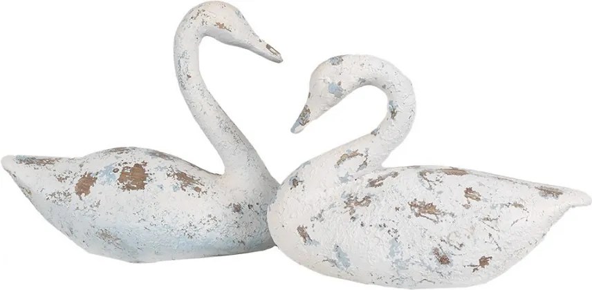 Biela antik dekoratívna figúrka Labuť - 32*14*22 cm