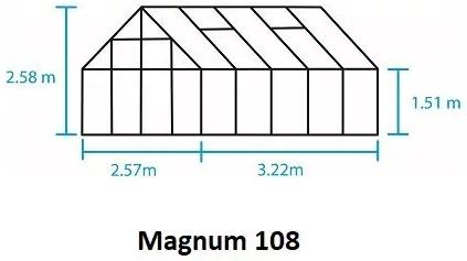 Skleník Halls Magnum zelený, 3,86 x 2,57 m / 9,9 m², 3 mm tabuľové sklo