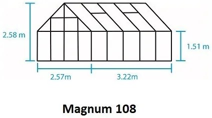 Skleník Halls Magnum zelený, 4,46 x 2,57 m / 11,5 m², 3 mm tvrdené sklo