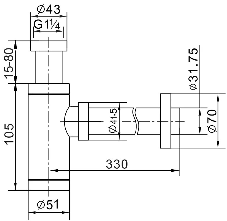 Umývadlový mosadzný sifón MEXEN - chrómový, 79950-00