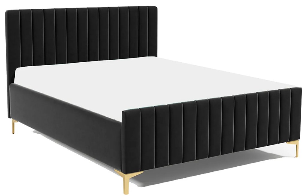 Posteľ RUBY 25 STANDARD 160x200 cm - zlaté nohy Tmavomodrá