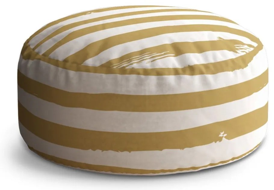 Taburet Circle zlaté pruhy, zlatá / biela