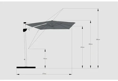 Slnečník výkyvný Soluna Orléans 300 x 300 cm tmavosivý