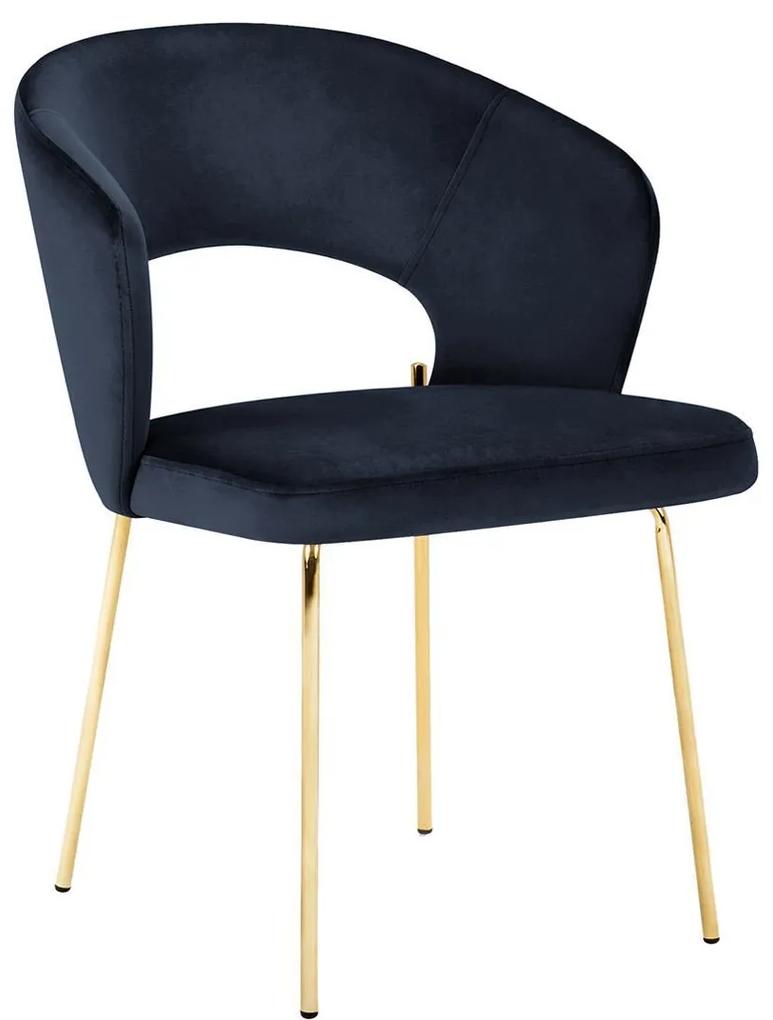Súprava 2 stoličiek „Orpin Dark Blue & Gold Metal", 56 x 55 x 80 cm