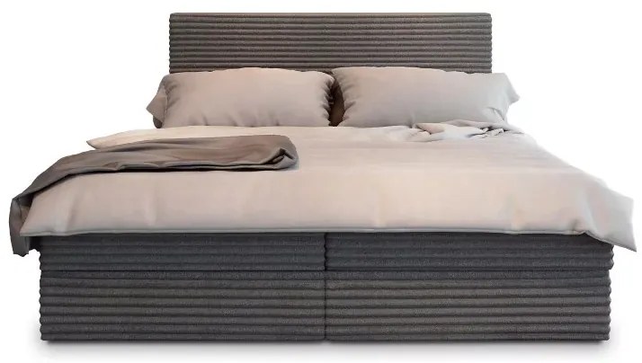 Čalúnená posteľ boxspring ISPIRA 140x200 cm sivá Matrac: Matrac Bonell pružinový