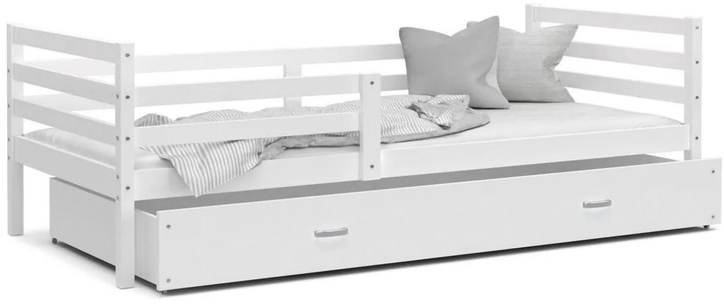 Detská posteľ JACEK P1 COLOR s vysokou zábranou, 184x80, biela/biela