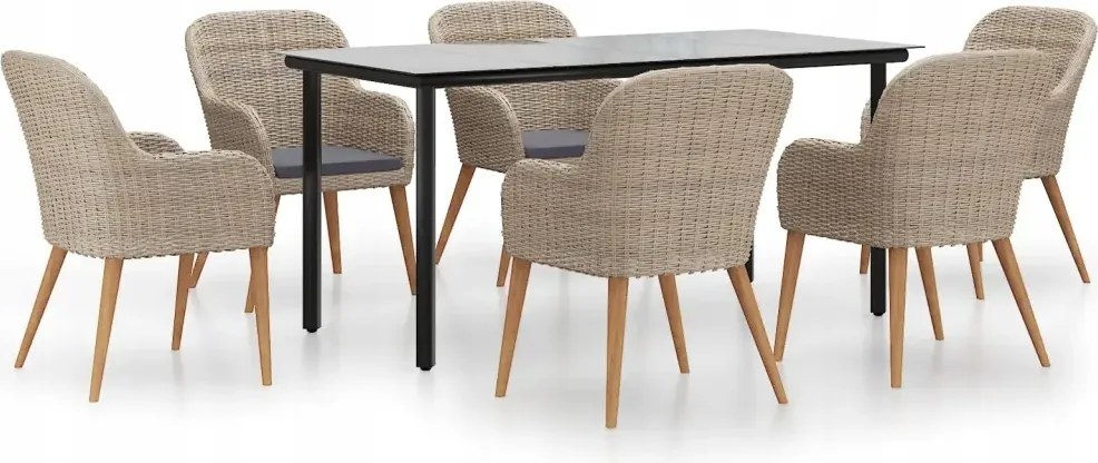 vidaXL 7-dielna sada záhradného nábytku s vankúšmi, hnedá