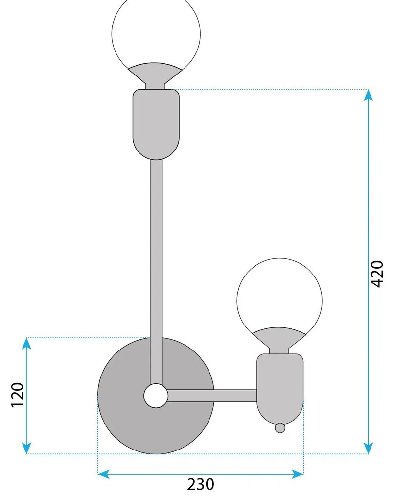 Toolight Toolight, nástenné svietidlo 40cm, 2xE27, APP1707-2W, čierna-zlatá, OSW-03626