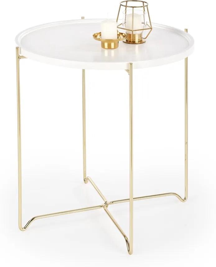 HALMAR Casa okrúhly príručný stolík biela / zlatá