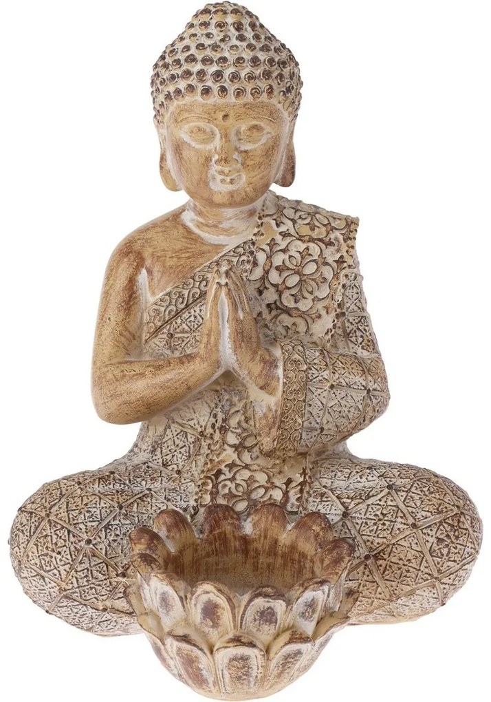 Záhradná dekorácia Budha na čajovú sviečku, 14 x 19 x 13 cm, piesková