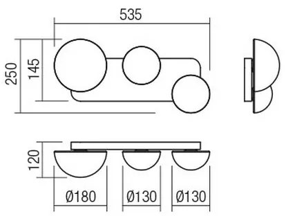 Redo 01-2472 - Nástenné svietidlo LUMIEN 3xG9/10W/230V zlatá/biela