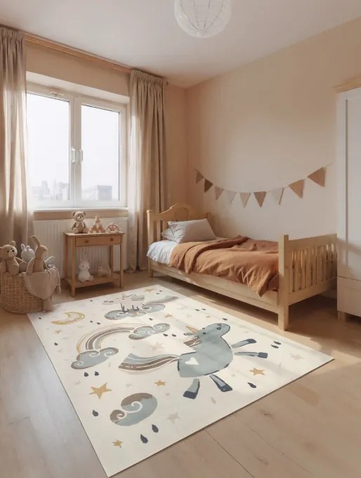 Koberec Hanse Home ADVENTURES UNICORN krémový / modrý