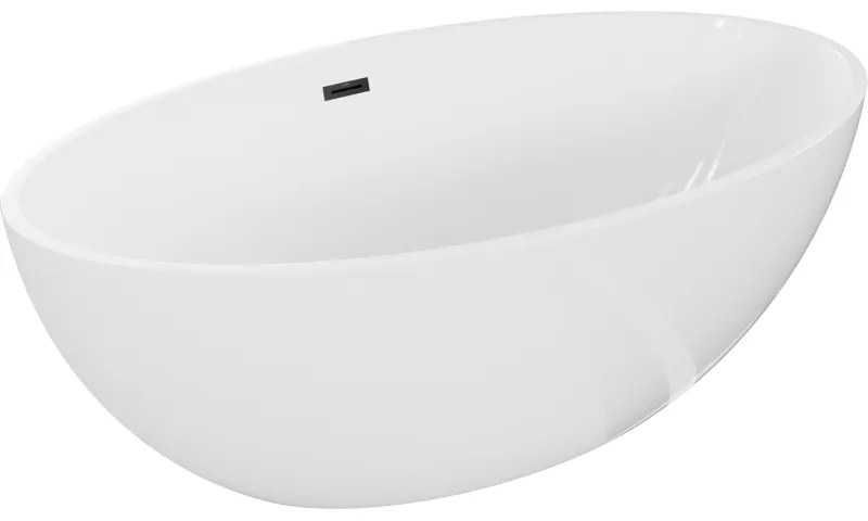 Mexen Nike, voľne stojaca vaňa 175 x 100 cm, biela, čierny matný prepad, 54071751000-70