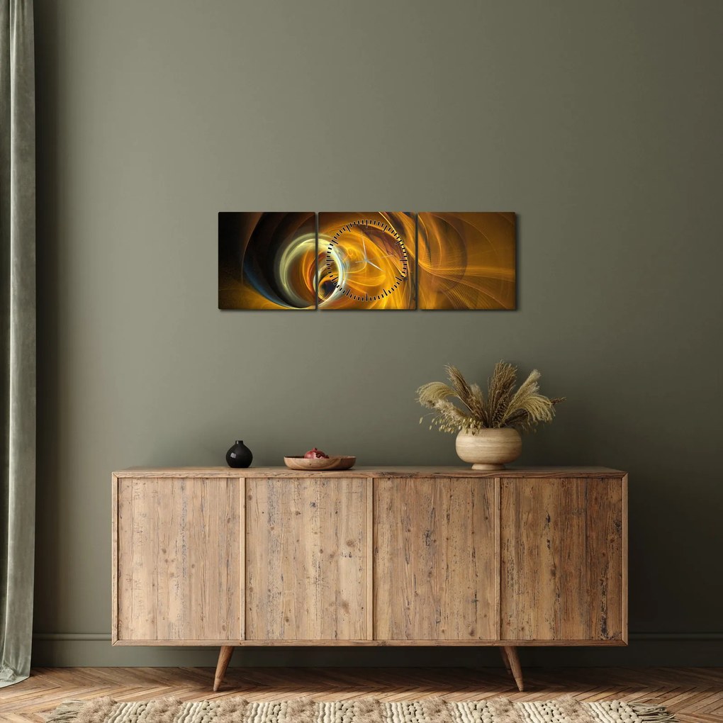Obraz - Abstrakcia v pohybe (s hodinami) (90x30 cm)