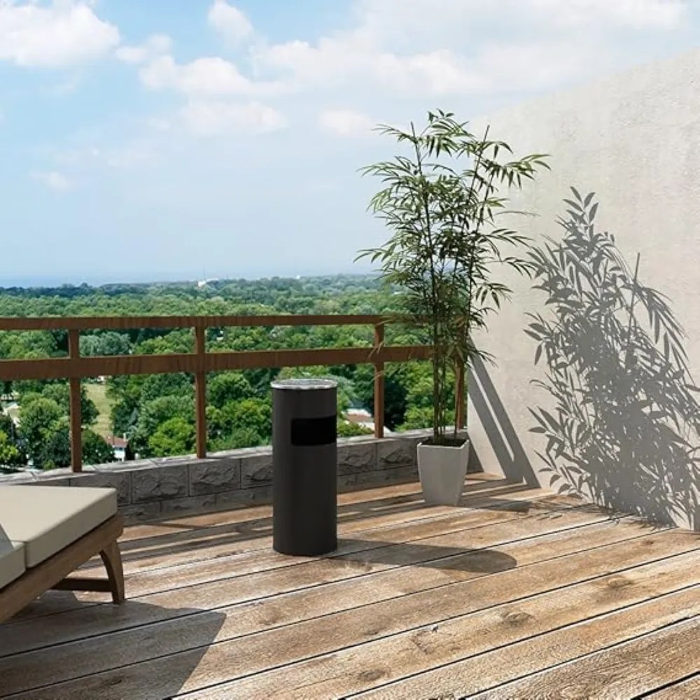 SongmicsHome Stojanový popolník s odpadkovým košom SMOKE, 60,5x24,5cm, čierna